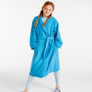 L.L. BEAN Fleece Robe Island Blue Size M 10-12 NWT